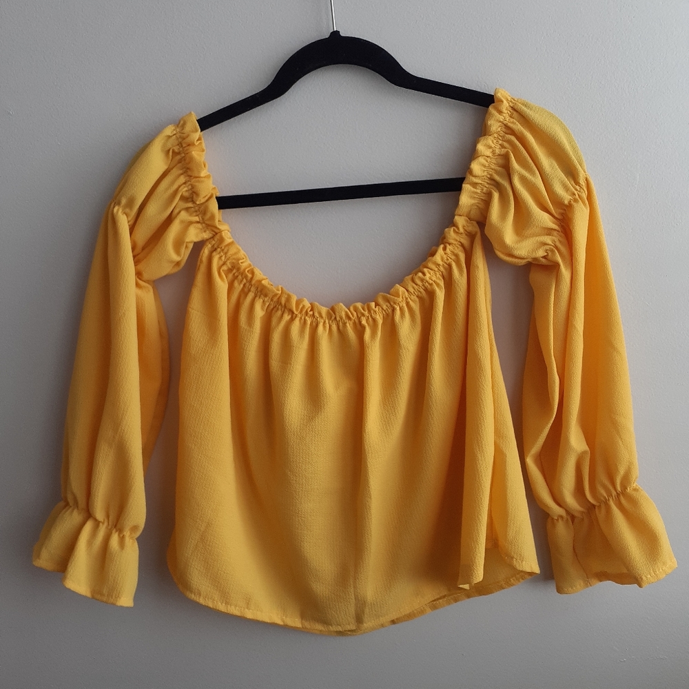 Boho Off - Shoulder Top | Medium | Bright Yellow - Picture 2 of 4